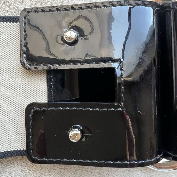 Sonia By Sonia Rykiel Tan Stretch Belt Black  Patent Leather  & Silver Clasp‎ OS main image 3